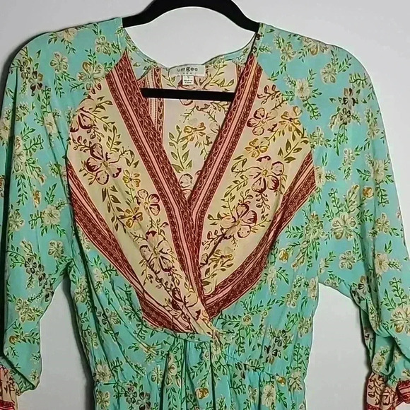 UMGEE Mixed Printed Faux Wrap Mini Dress Size Small - Picture 5 of 11